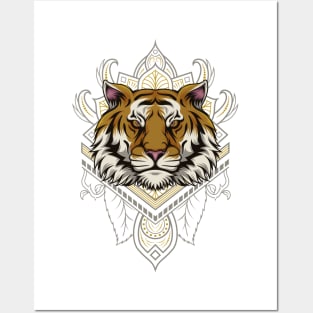 Wild tiger mandala Posters and Art